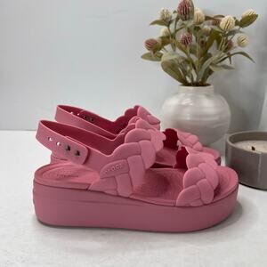 New Crocs Brooklyn Low Wedge Platform Sandals Pink Women's 8 NWOB